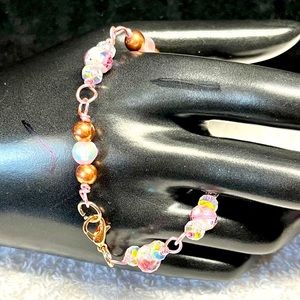 🌸💖pretty link bracelet -roses and rose gold, link style bracelet